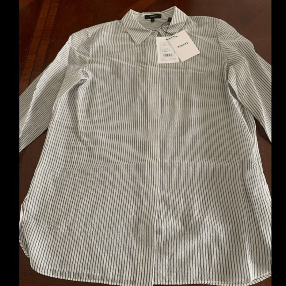 THEORY STRIPE SHIRT  ORGANIC COTTON
